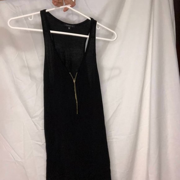 Black Tank top with Gold Zipper - Picture 2 of 3